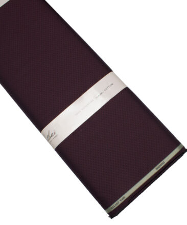 Luthai Men's  Supima Cotton Structured  Unstitched Shirting Fabric (Dark Wine)