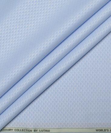 Luthai Men's  Supima Cotton Structured  Unstitched Shirting Fabric (Sky Blue)