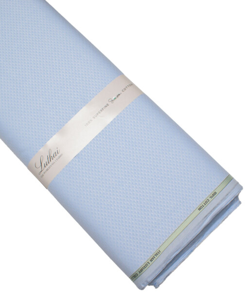 Luthai Men's  Supima Cotton Structured  Unstitched Shirting Fabric (Sky Blue)