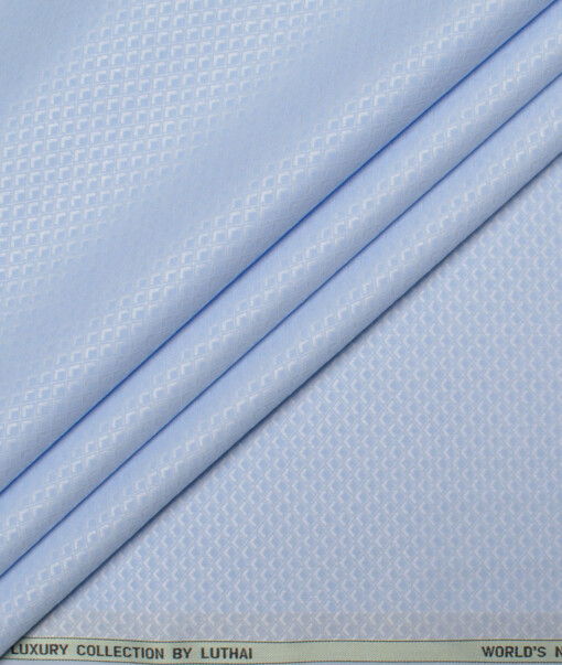 Luthai Men's  Supima Cotton Structured  Unstitched Shirting Fabric (Sky Blue)