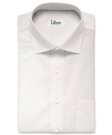 Luthai Men's  Supima Cotton Structured  Unstitched Shirting Fabric (White)