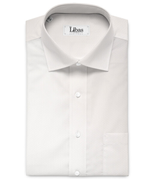 Luthai Men's  Supima Cotton Structured  Unstitched Shirting Fabric (White)