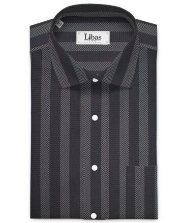 Luthai Men's  Supima Cotton Striped  Unstitched Shirting Fabric (Dark Grey)