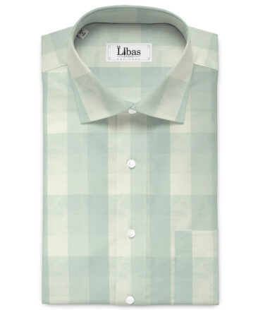 Luthai Men's  Supima Cotton Checks  Unstitched Shirting Fabric (Mint Green)