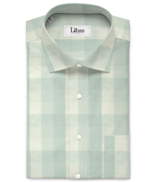 Luthai Men's  Supima Cotton Checks  Unstitched Shirting Fabric (Mint Green)