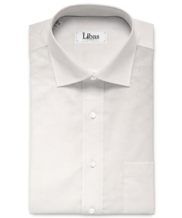 Luthai Men's  Supima Cotton Self Design  Unstitched Shirting Fabric (White)