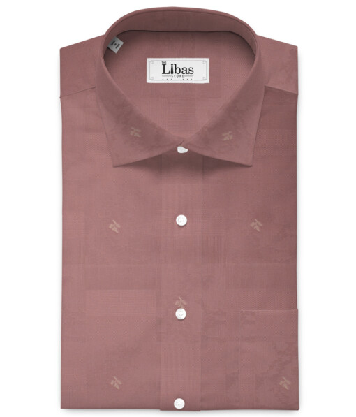 Luthai Men's  Supima Cotton Self Design  Unstitched Shirting Fabric (Turkish Rose Pink)