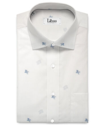 Luthai Men's  Supima Cotton Self Design  Unstitched Shirting Fabric (White)