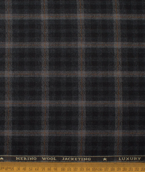 OCM Men's Wool Checks Very Fine   Unstitched Tweed Jacketing & Blazer Fabric (Black) - Image 3