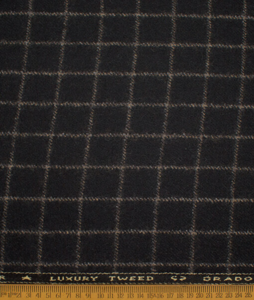 OCM Men's Wool Checks Very Thick   Unstitched Tweed Jacketing & Blazer Fabric (Black) - Image 3