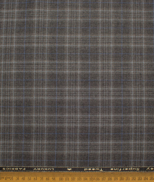 OCM Men's Wool Checks Meduim   Unstitched Tweed Jacketing & Blazer Fabric (Grey) - Image 3