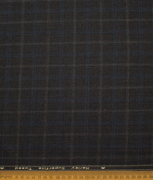 OCM Men's Wool Checks Meduim  Unstitched Tweed Jacketing & Blazer Fabric (Black) - Image 3