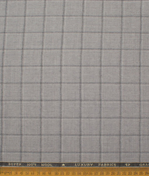 OCM Men's Super 100's 100% Wool Checks Very Fine Unstitched Tweed Jacketing & Blazer Fabric (Grey) - Image 3