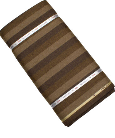 OCM Men's 60% Wool  Striped  Unstitched Tweed Fabric for Jacket & Blazer  (Light Brown)