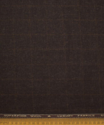 OCM Men's 60% Wool  Checks  Unstitched Tweed Fabric for Jacket & Blazer  (Dark Brown)