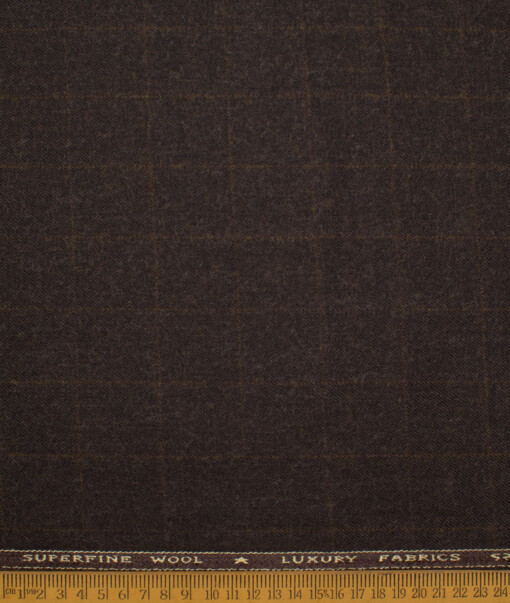 OCM Men's 60% Wool  Checks  Unstitched Tweed Fabric for Jacket & Blazer  (Dark Brown)