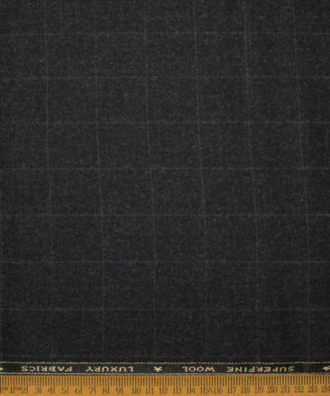 OCM Men's 60% Wool  Checks  Unstitched Tweed Fabric for Jacket & Blazer  (Worsted Black)