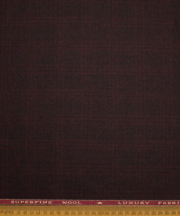 OCM Men's 60% Wool  Checks  Unstitched Tweed Fabric for Jacket & Blazer  (Dark Wine)