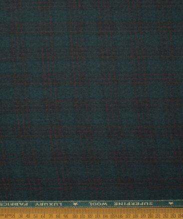 OCM Men's 60% Wool  Checks  Unstitched Tweed Fabric for Jacket & Blazer  (Dark Sea Green)