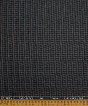 OCM Men's 60% Wool  Houndstooth  Unstitched Tweed Fabric for Jacket & Blazer  (Dark Grey)