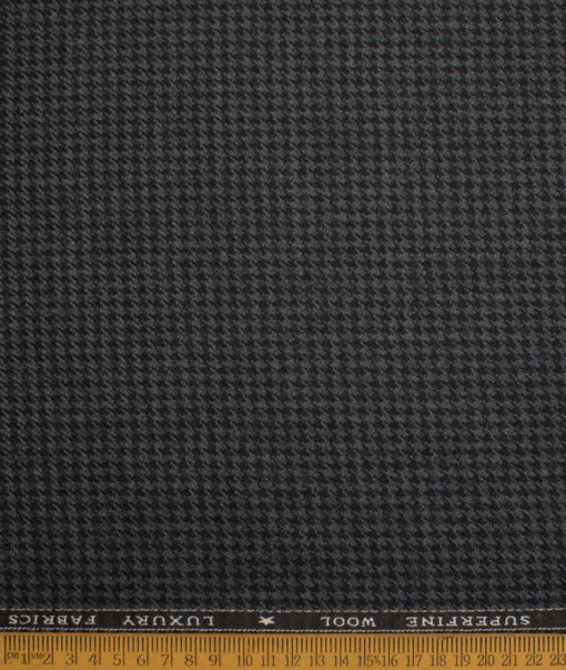 OCM Men's 60% Wool  Houndstooth  Unstitched Tweed Fabric for Jacket & Blazer  (Dark Grey)