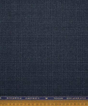 OCM Men's 60% Wool  Checks  Unstitched Tweed Fabric for Jacket & Blazer  (Blue)