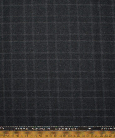 OCM Men's 70% Wool  Checks  Unstitched Tweed Fabric for Jacket & Blazer  (Black)