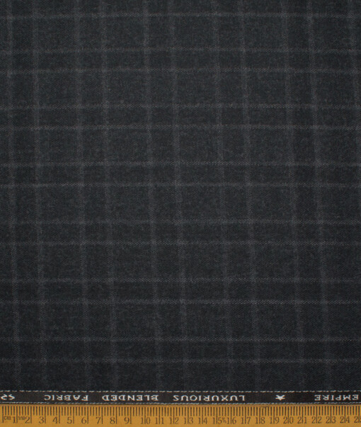 OCM Men's 70% Wool  Checks  Unstitched Tweed Fabric for Jacket & Blazer  (Black)