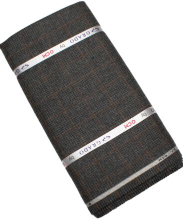 OCM Men's 50% Wool  Checks  Unstitched Tweed Fabric for Jacket & Blazer  (Grey)