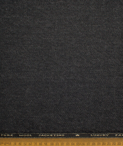 OCM Men's 100% Wool  Structured  Unstitched Tweed Fabric for Jacket & Blazer  (Blackish Grey)