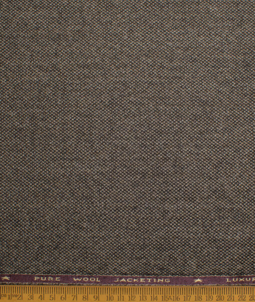 OCM Men's 100% Wool  Structured  Unstitched Tweed Fabric for Jacket & Blazer  (Dark Brown)