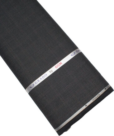 OCM Men's 35% Wool  Checks  Unstitched Suiting Fabric (Dark Grey)