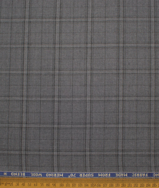 Raymond Men's 52% Merino Wool Super 70's Checks   Unstitched Tweed Jacketing & Blazer Fabric (Grey) - Image 3