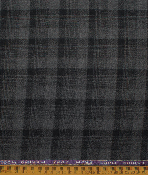 Raymond Men's 100% Merino Wool Checks   Unstitched Tweed Jacketing & Blazer Fabric (Grey & Black) - Image 3