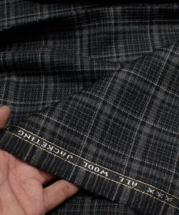 Raymond Men's 100% Wool  Checks  Unstitched Tweed Fabric for Jacket & Blazer  (Black & Grey)