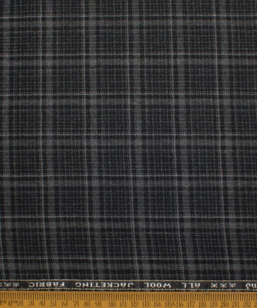 Raymond Men's 100% Wool  Checks  Unstitched Tweed Fabric for Jacket & Blazer  (Black & Grey)