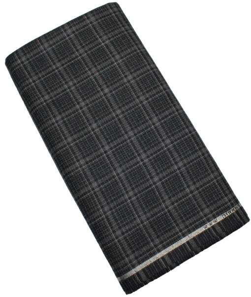 Raymond Men's 100% Wool  Checks  Unstitched Tweed Fabric for Jacket & Blazer  (Black & Grey)