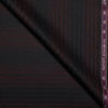 Raymond Men's 100% Wool  Striped  Unstitched Tweed Fabric for Jacket & Blazer  (Wine & Black)