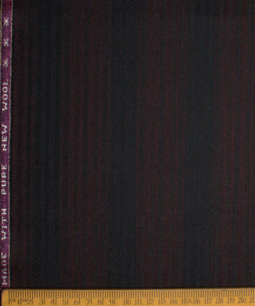 Raymond Men's 100% Wool  Striped  Unstitched Tweed Fabric for Jacket & Blazer  (Wine & Black)