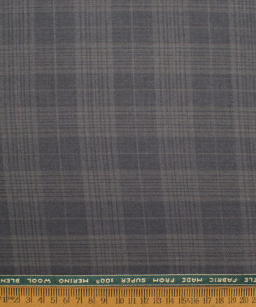 Raymond Men's 25% Wool Super 100's Checks  Unstitched Suiting Fabric (Grey)