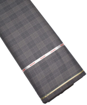 Raymond Men's 25% Wool Super 100's Checks  Unstitched Suiting Fabric (Grey)