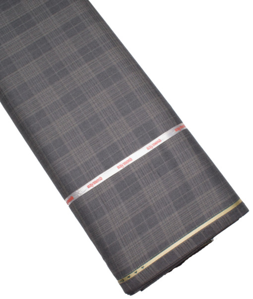 Raymond Men's 25% Wool Super 100's Checks  Unstitched Suiting Fabric (Grey)