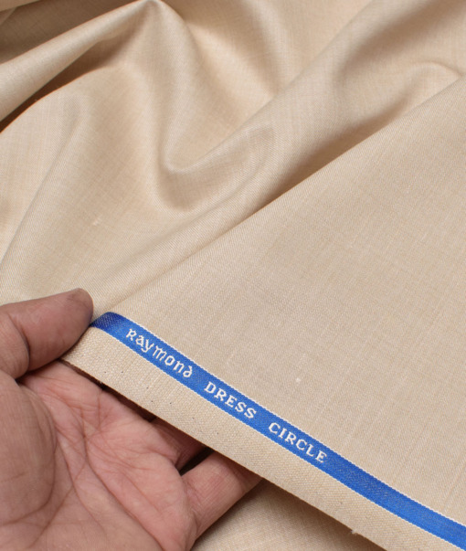 Raymond Men's 25% Wool  Self Design  Unstitched Suiting Fabric (Creamish Beige)