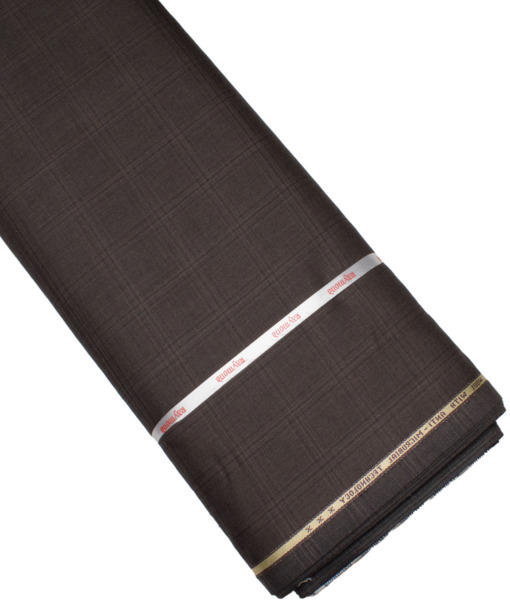 Raymond Men's 35% Wool Super 70's Checks  Unstitched Suiting Fabric (Dark Brown)