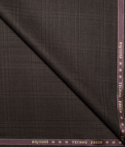 Raymond Men's 35% Wool Super 70's Checks  Unstitched Suiting Fabric (Dark Brown)