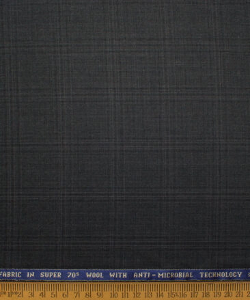 Raymond Men's 35% Wool Super 70's Checks  Unstitched Suiting Fabric (Dark Grey)