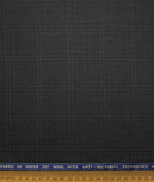 Raymond Men's 35% Wool Super 70's Checks  Unstitched Suiting Fabric (Dark Grey)