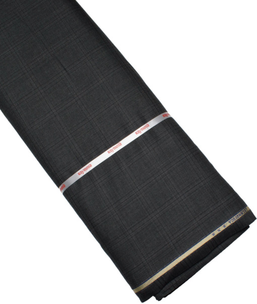 Raymond Men's 35% Wool Super 70's Checks  Unstitched Suiting Fabric (Dark Grey)