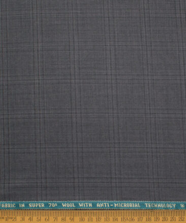 Raymond Men's 35% Wool Super 70's Checks  Unstitched Suiting Fabric (Grey)