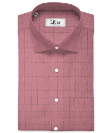 Soktas Men's  Giza Cotton Checks  Unstitched Shirting Fabric (Rose Pink)